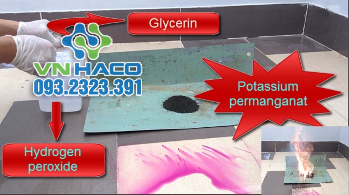 Thuốc tím bốc cháy khi kết hợp với một số chất hữu cơ